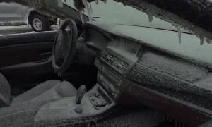 Frozen BMW on Lake Erie