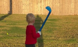 Tiny Golfer Sinks Accidental Fence-Bounce Trick Shot