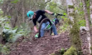 Mountain Biker Face Plants Off Bike