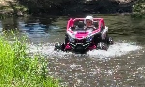 Baby Crosses River in Mini 4x4