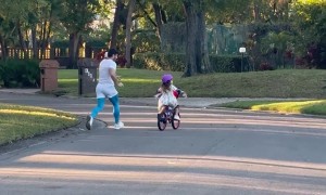 Daughter's Unforgettable Reaction To First Bike Ride