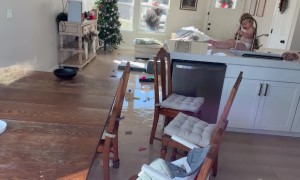 Toddler Cleans The Kitchen
