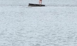 Guy Sleeping On Pontoon Woken Up By Whales