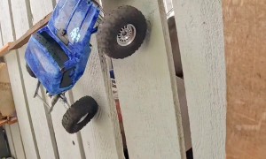 RC Truck Crawls Over Parkour Course