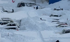 People Dig Out Their Cars After Massive Snowfall in Kamchatka, Russia