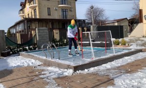 Playing Hockey on a Frozen Backyard Swimming Pool Goes Wrong