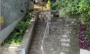 Skater Gives the Handrail a Piece of His Mind