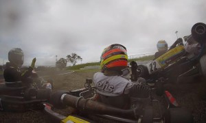 Unexpected Rain Causes Kart Racer Pileup