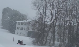 Man Tries Sledding With Pool Floaty