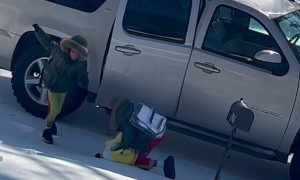 Twins Underestimate Icy Driveway