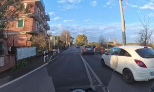 Extremely Close Call with Motorbike and Pedestrian