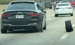 Car Loses Rubber Tire On Dallas Highway