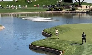 Streaker Jumps Into Water at Waste Management Golf Tournament