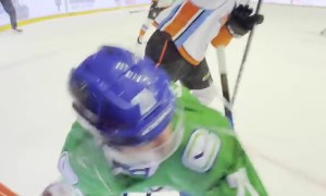 Hockey Slam Viewed From Front Row Seats