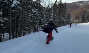 Snowboard Runs Away From Its Person