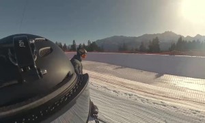 Five People Share a Rope Tow Ski Lift