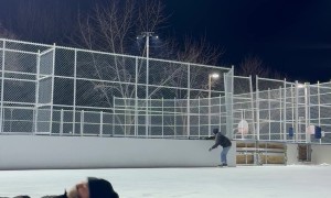 Girl Falls Backwards on Ice Skates