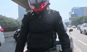 Motorcyclist Doesn't Realize He Got Rear Ended