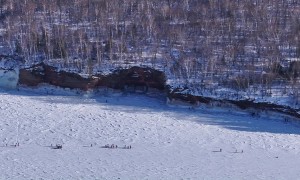 Drone View Of Apostle Island Ice Caves