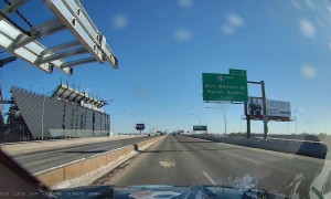 Ice Sheet From Passing Vehicle Comes Through Truck Windshield