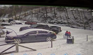 Husband Chases After Wife's Runaway Wheelchair