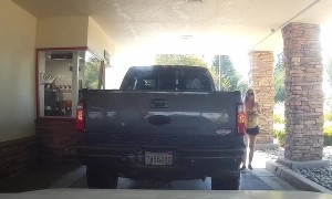 Disrespectful Truck Driver Litters Before Polluting Drive-Through