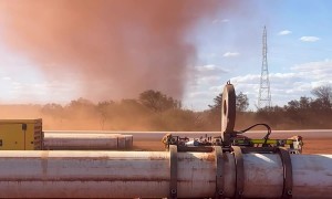 Dust Devil Blows Through Mine Site In Western Australia