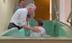 Baptized Son Doesn't Know Where to Put Feet