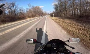 Motorcyclist Avoids Head-on Collision With Illegally Passing Car