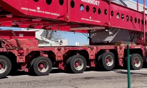 Massive Generator Convoy Navigates Tight Streets