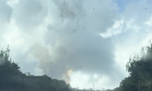 Tephra From Kilauea Volcano Falls From Sky
