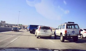 Two Cars Collide While Merging