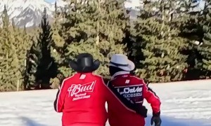Couple Performs Synchronized Dance While Skiing