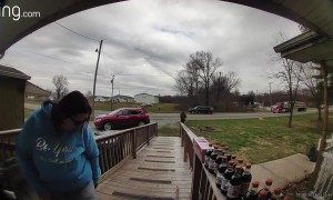 Doorbell Cam Catches a Close Call With a Tire