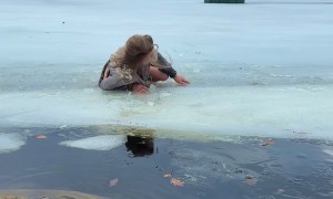 Woman Takes an Unexpected Cold Plunge
