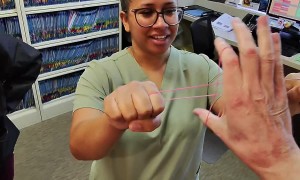 Man Performs a Magic  Trick for His Dental Hygienist