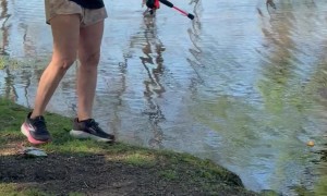 Mom Using the Fishing Pole Backwards