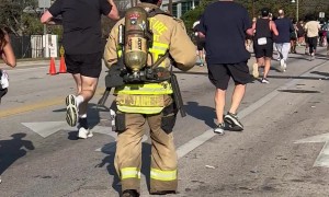 Firefighter Running Half Marathon in Full Gear