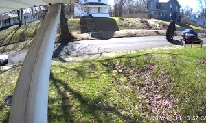 Runaway Trampoline Covers Parked Car