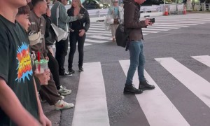 Gymnastics Flip Fail at Shibuya Crossing