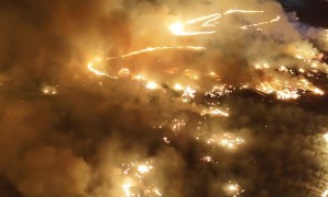 Aerial Footage of Fire Near Bakersfield, California