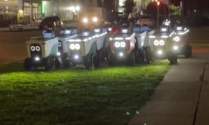 Followed a Food Delivery Robot to a Little Robot Gathering