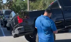 Pickup Truck Crushes Lamborghini in a Florida Parking Lot