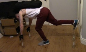 Pushups on Glass Bottles