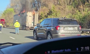 Truck Trailer Carrying Trash Ignited on I90W