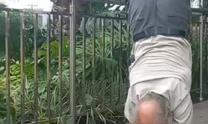 70-Year-Old Dad Walks Down Steps on His Hands