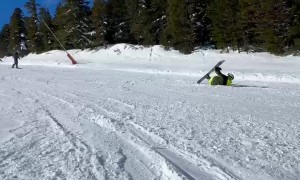 Snowboarder Uses Friend As Ramp
