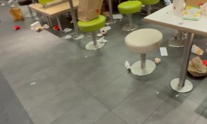 Fast Food Restaurant in Stockholm, Sweden Completely Trashed