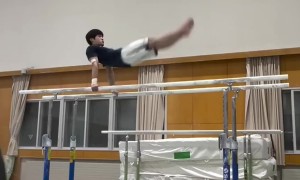 Gymnast Crashes Hard During Practice