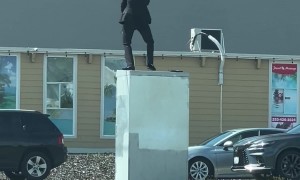 Tacoma Dancing Guy on Utility Box